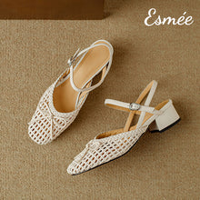 將圖片載入圖庫檢視器 Ivory-Leather-Sandals-with-Net-Design-and-Bow-Knot-product-shots