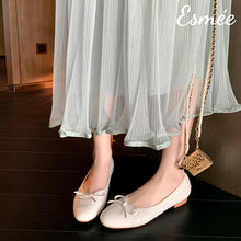 Load image into Gallery viewer, Ivory-Textured-Tweed-Flats-with-Bow-Knot-model-shots