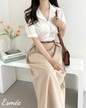 Load image into Gallery viewer, Khaki-Cotton-Dual-Color-One-Piece-with-Shirt-and-Belt-Design-model-shots-2