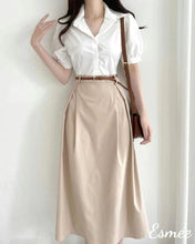 Load image into Gallery viewer, Khaki-Cotton-Dual-Color-One-Piece-with-Shirt-and-Belt-Design-model-shots-3