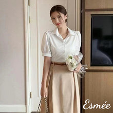 Load image into Gallery viewer, Khaki-Cotton-Dual-Color-One-Piece-with-Shirt-and-Belt-Design-model-shots