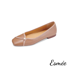 將圖片載入圖庫檢視器 Khaki-Extra-Soft-Leather-Ballerina-with-Pearl-Design-product-shots-white-background