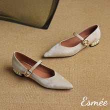 將圖片載入圖庫檢視器 Khaki-Frabrics-Maryjanes-with-Pearl-Heels-product-shots