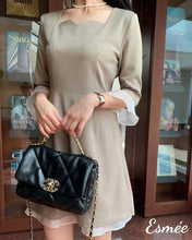 將圖片載入圖庫檢視器 Khaki-Korean-Cotton-One-Piece-with-Chiffon-Layering-Detail-model-shots-1