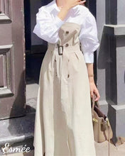 將圖片載入圖庫檢視器 Khaki-Korean-Cotton-One-Piece-with-Shirt-Design-model-shots-1