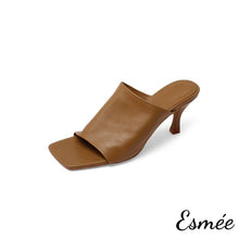 Load image into Gallery viewer, Khaki-Leather-High-Heel-Sandals-with-Stiletto-Heels-product-shots-white-background