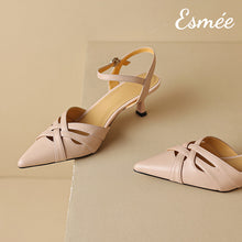 將圖片載入圖庫檢視器 Khaki-Leather-High-Heel-Sandals-with-Woven-Design-product-shots