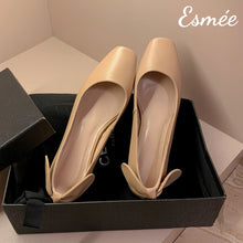 Load image into Gallery viewer, Khaki-Leather-High-Heels-with-Bow-Knot-Design-product-shots