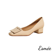 Load image into Gallery viewer, Khaki-Leather-High-Heels-with-Buckle-Design-product-shots-white-background