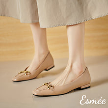 Load image into Gallery viewer, Khaki-Leather-Loafers-with-Horsebit-Design-model-shots