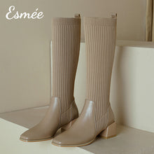 將圖片載入圖庫檢視器 Khaki-Leather-Long-Boots-with-Sock-Tube-product-shots