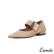 Load image into Gallery viewer, Khaki-Leather-Maryjanes-with-Square-Metal-Buckle-Design-product-shots-white-background