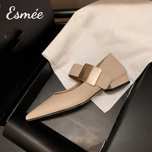 Load image into Gallery viewer, Khaki-Leather-Maryjanes-with-Square-Metal-Buckle-Design-product-shots