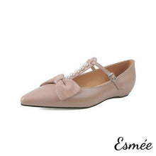 將圖片載入圖庫檢視器 Khaki-Leather-Pearl-T-Straps-with-3.5-cm-Invisible-Increased-Height-Design-product-shots-white-background