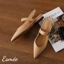 將圖片載入圖庫檢視器 Khaki-Leather-Slingback-with-Metal-Buckle-Design-product-shots