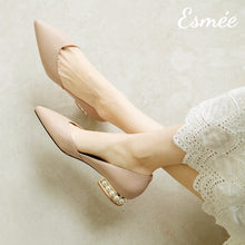 Load image into Gallery viewer, Khaki-Pearl-Series-Leather-D_Orsay-Shoes-model-shots