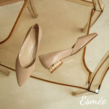 Load image into Gallery viewer, Khaki-Pearl-Series-Leather-D_Orsay-Shoes-product-shots