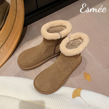 將圖片載入圖庫檢視器 Khaki-Suede-Ankle-Boots-with-Sheephair-Inner-Lining-product-shots