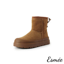 將圖片載入圖庫檢視器 Khaki-Suede-Snow-Boots-with-Special-Designed-Platform-product-shots-white-background