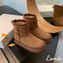 將圖片載入圖庫檢視器 Khaki-Suede-Snow-Boots-with-Special-Designed-Platform-product-shots