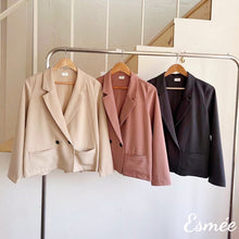 將圖片載入圖庫檢視器 Korean-Chiffon-One-Button-Blazer-with-Notch-Lapel-product-shots