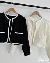 Load image into Gallery viewer, Korean-Textured-Tweed-Fabrics-Cropped-Jacket-product-shots