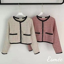 將圖片載入圖庫檢視器 Korean-Textured-Tweed-Fabrics-Jacket-with-Black-Border-Design-product-shots