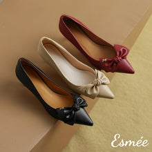 Load image into Gallery viewer, Lambskin-Leather-High-Heels-with-Bow-Knot-Design-product-shots