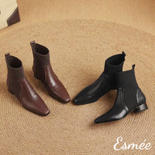 將圖片載入圖庫檢視器 Leather-Ankle-Boots-with-Sock-Tube-Design-product-shots