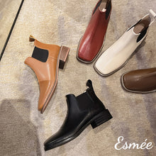 將圖片載入圖庫檢視器 Leather-Ankle-Chelsea-Boots-with-Square-Toe-Design-product-shots