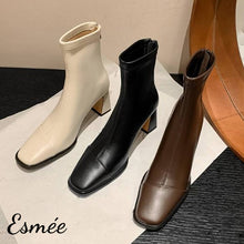 將圖片載入圖庫檢視器 Leather-High-Heel-Ankle-Boots-with-7-cm-Thin-Block-Heels-product-shots