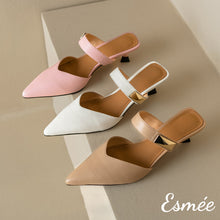 將圖片載入圖庫檢視器 Leather-High-Heel-Mules-with-Metal-Buckle-Design-product-shots