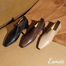 Load image into Gallery viewer, Leather-High-Heel-Slip-On-Shoes-with-Fabrics-Design-product-shots