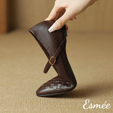 將圖片載入圖庫檢視器 Leather-Invisible-Increased-Height-Maryjanes-with-Woven-Design-product-shots-detail