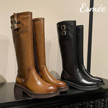 將圖片載入圖庫檢視器 Leather-Long-Boots-with-Double-Buckle-Design-product-shots