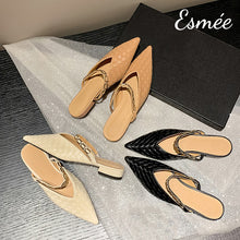 將圖片載入圖庫檢視器 Leather-Mules-with-Woven-and-Chain-Deisgn-product-shots