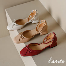 Load image into Gallery viewer, Leather-Sandals-with-Bow-Knot-and-Ankle-Straps-product-shots
