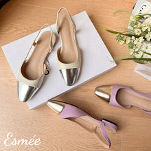 Load image into Gallery viewer, Leather-Slingback-with-Metallic-Toe-Cap-product-shots
