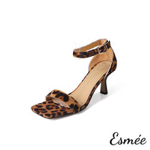 Load image into Gallery viewer, Leopard-Horsehair-High-Heel-Sandals-with-Ankle-Straps-product-shots-white-background