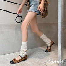 Load image into Gallery viewer, Leopard-Horsehair-Maryjanes-with-Black-Toe-Cap-model-shots