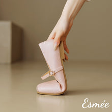 將圖片載入圖庫檢視器 Pink-Extra-Soft-Leather-Maryjanes-with-Squared-Toe-Design-product-shots-detail