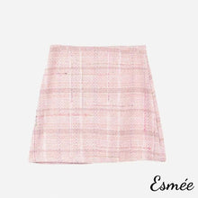 Load image into Gallery viewer, Pink-Korean-Tweed-Fabrics-A-Line-Skirt-product-shots
