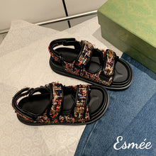 將圖片載入圖庫檢視器 Rainbow-Textured-Tweed-Sandals-with-Thickened-Outsole-product-shots