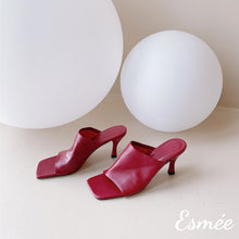 Load image into Gallery viewer, Red-Leather-High-Heel-Sandals-with-Stiletto-Heels-product-shots