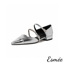 將圖片載入圖庫檢視器 Silver-Leather-Sandals-with-Chain-Straps-product-shots-white-background