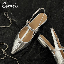將圖片載入圖庫檢視器 Silver-Leather-T-Strap-Slingback-product-shots