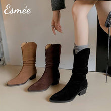 Load image into Gallery viewer, Suede-Pointed-Toe-Riding-Boots-product-shots