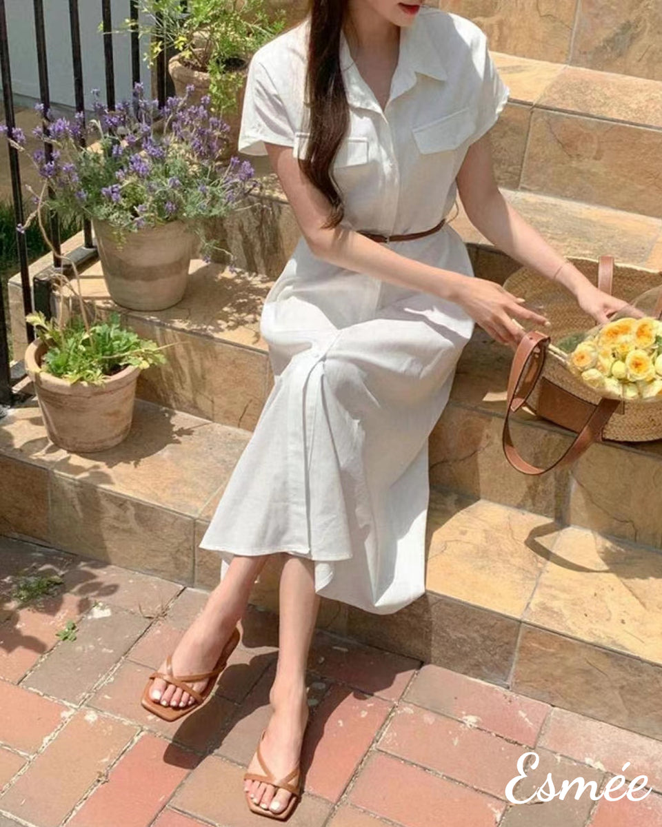 Korean Style Embroidery Shirt Dress