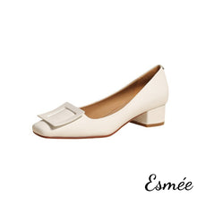 Load image into Gallery viewer, White-Leather-High-Heels-with-Buckle-Design-product-shots-white-background
