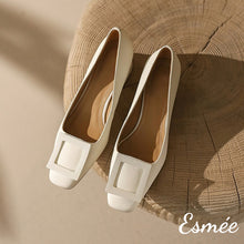 Load image into Gallery viewer, White-Leather-High-Heels-with-Buckle-Design-product-shots